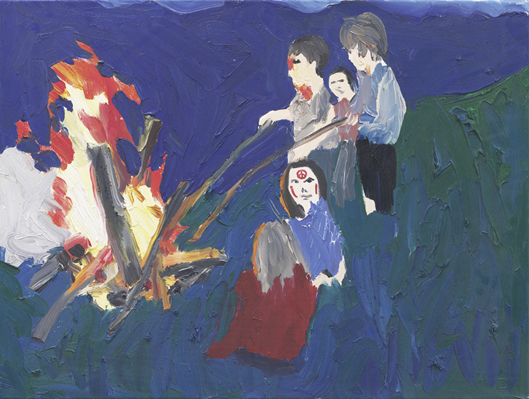 Malerei von Thomas Hoor mit dem Titel »Höhenfeuer«, Öl auf Leinwand, 60 x 80 cm