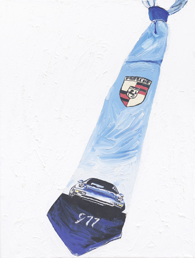 Malerei von Thomas Hoor mit dem Titel »Porsche-Krawatte«, Acryl auf Leinwand